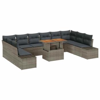 Garten-Sofa-Set 11 stk. Grau Poly Rattan