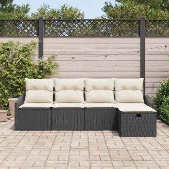 ARDEBO.de - 5-teiliges Garten Sofa Set mit Kissen Schwarz Poly Rattan