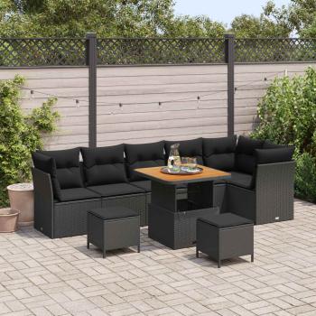 ARDEBO.de - Gartensofa-set 9 stk. Schwarz Poly-Rattan
