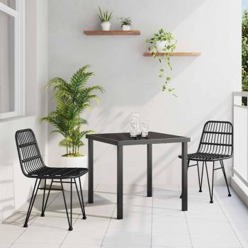 ARDEBO.de - 3-teiliges Garten-Essset Schwarz Poly Rattan