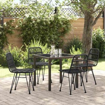 ARDEBO.de - 5-teiliges Garten Dining-Set Schwarz Poly Rattan