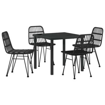 5-teiliges Garten Dining-Set Schwarz Poly Rattan