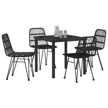5-teiliges Garten Dining-Set Schwarz Poly Rattan
