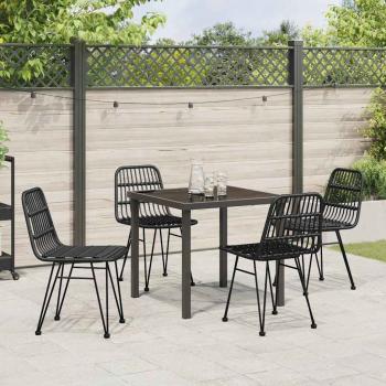 5-teiliges Garten Dining-Set Schwarz Poly Rattan
