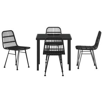 5-teiliges Garten Dining-Set Schwarz Poly Rattan