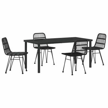 5-teiliges Garten-Esstischset schwarz Poly-Rattan