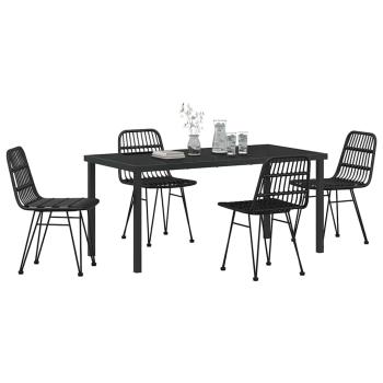 5-teiliges Garten-Esstischset schwarz Poly-Rattan