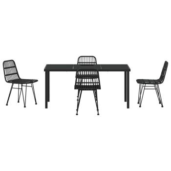 5-teiliges Garten-Esstischset schwarz Poly-Rattan