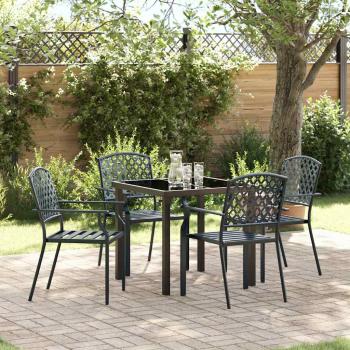 ARDEBO.de - 5-teilige Garten Essgruppe Anthrazit Stahl