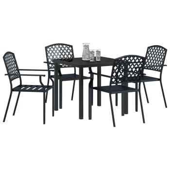 5-teilige Garten Essgruppe Anthrazit Stahl