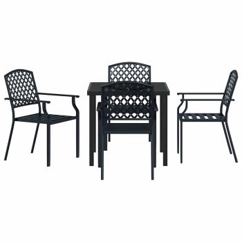 5-teilige Garten Essgruppe Anthrazit Stahl