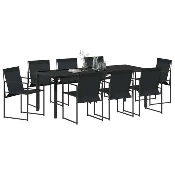 9-teiliges Garten Essset Schwarz Textilene und Stahl