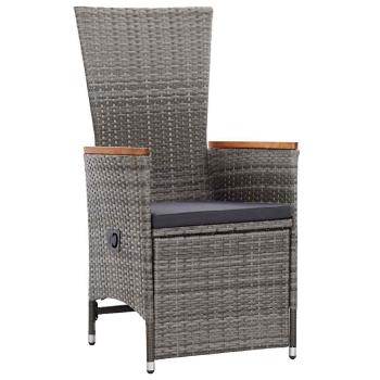 5-teiliges Garten-Dining-Set mit Kissen Grau Poly Rattan
