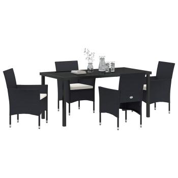 5-teiliges Garten-Essgruppen-Set Schwarz Poly-Rattan