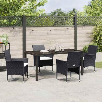 5-teiliges Garten-Essgruppen-Set Schwarz Poly-Rattan