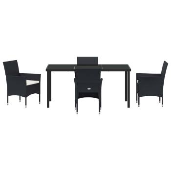 5-teiliges Garten-Essgruppen-Set Schwarz Poly-Rattan