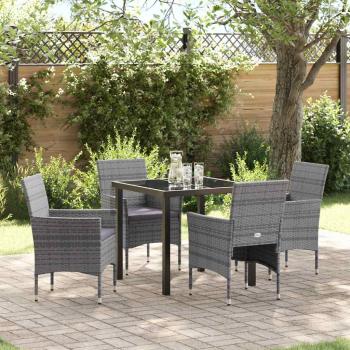 ARDEBO.de - 5-teiliges Garten-Essset Grau Poly-Rattan