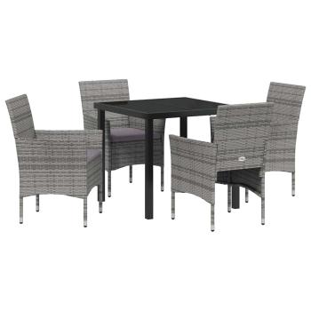 5-teiliges Garten-Essset Grau Poly-Rattan