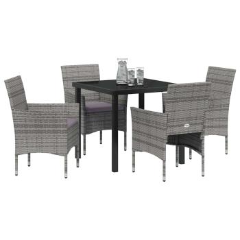 5-teiliges Garten-Essset Grau Poly-Rattan