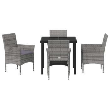 5-teiliges Garten-Essset Grau Poly-Rattan