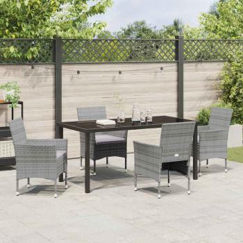 5-teiliges Garten-Essset Grau Poly-Rattan