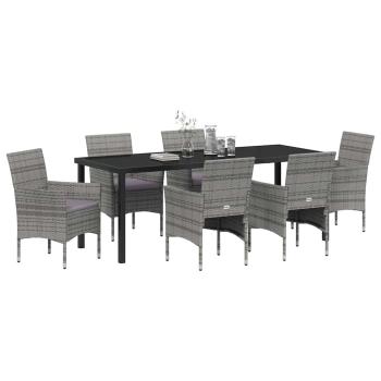 Garten Essgruppe 7 stk. Grau Poly-Rattan