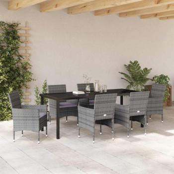 Garten Essgruppe 7 stk. Grau Poly-Rattan