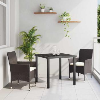 ARDEBO.de - 3-teiliges Garten Esszimmer Set Braun Poly-Rattan