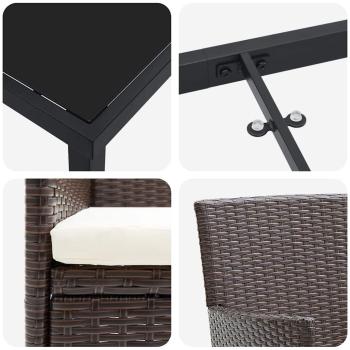 3-teiliges Garten Esszimmer Set Braun Poly-Rattan