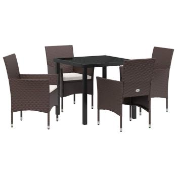 ARDEBO.de - 5-teiliges Garten-Essset Braun Poly-Rattan