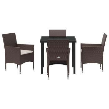 5-teiliges Garten-Essset Braun Poly-Rattan