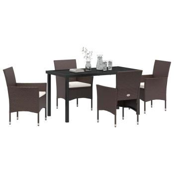 5-teiliges Garten-Ess-Set Braun Poly-Rattan