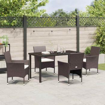 5-teiliges Garten-Ess-Set Braun Poly-Rattan