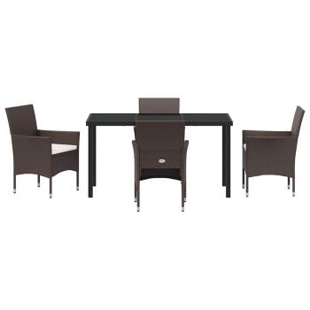 5-teiliges Garten-Ess-Set Braun Poly-Rattan