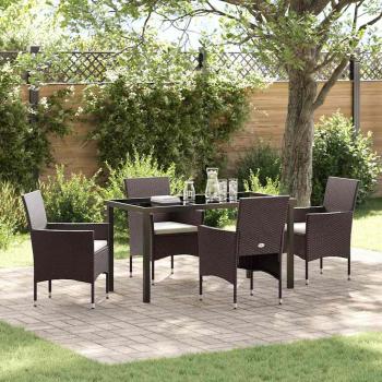 ARDEBO.de - 5-teiliges Garten-Ess-Set Braun Poly-Rattan