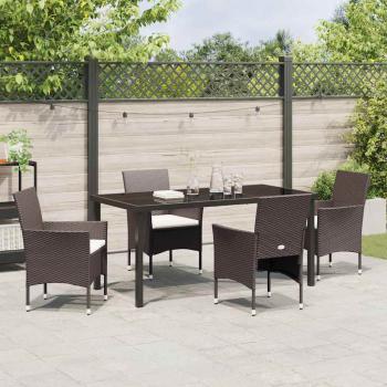 5-teiliges Garten-Ess-Set Braun Poly-Rattan