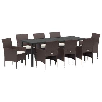 ARDEBO.de - 9-teiliges Garten-Essset Braun Poly-Rattan
