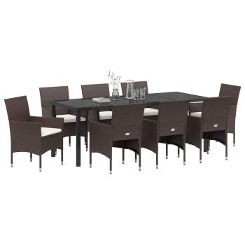 9-teiliges Garten-Essset Braun Poly-Rattan