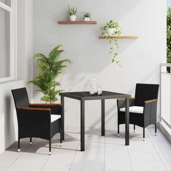 ARDEBO.de - 3-teiliges Gartenessset aus schwarzem Poly-Rattan