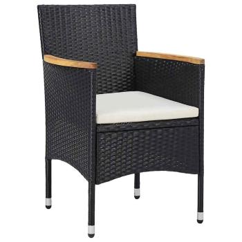 3-teiliges Gartenessset aus schwarzem Poly-Rattan