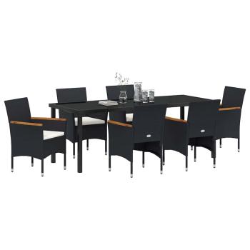 7-teiliges Gartenessen-Set Schwarz Poly Rattan