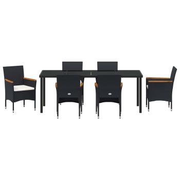 7-teiliges Gartenessen-Set Schwarz Poly Rattan
