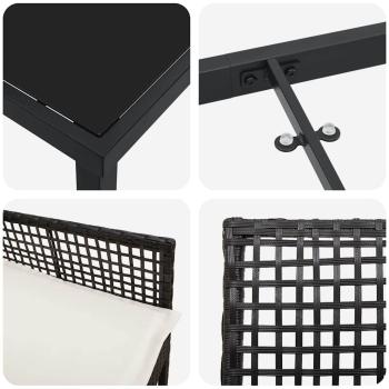 5-teiliges Garten Esszimmer Set mit Kissen Schwarz Poly Rattan