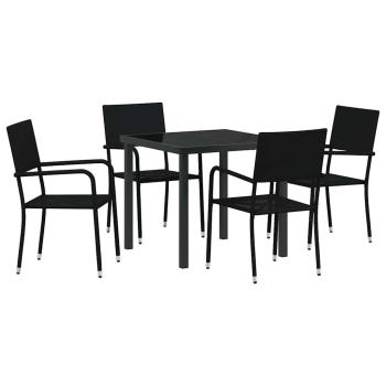 ARDEBO.de - 5-teiliges Garten Essset Schwarz Poly Rattan