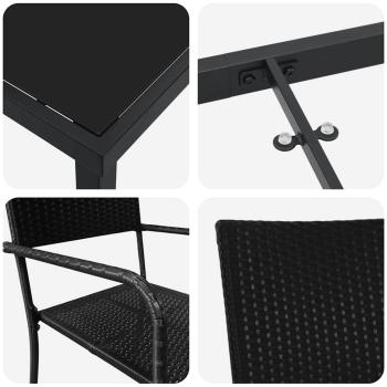 5-teiliges Garten Essset Schwarz Poly Rattan