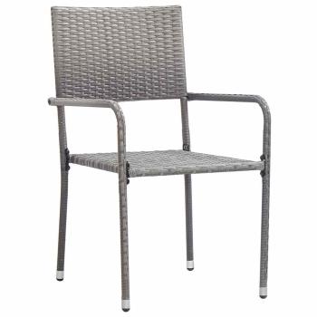 3-teiliges Garten Essset Grau Poly Rattan