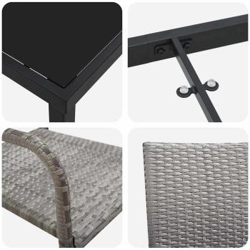 3-teiliges Garten Essset Grau Poly Rattan