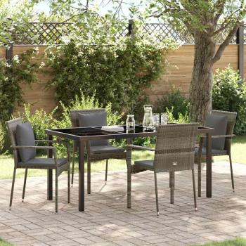 ARDEBO.de - 5-teiliges Garten-Essset mit Kissen Grau Poly Rattan
