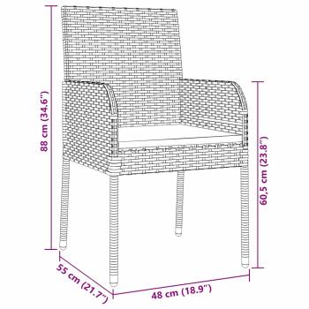 5-teiliges Garten-Essset mit Kissen Grau Poly Rattan