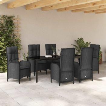 7-teiliges Garten-Esszimmer-Set Schwarz Poly-Rattan